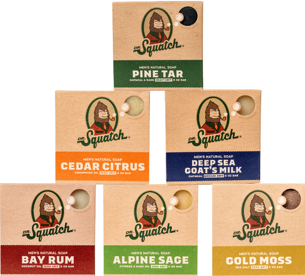 Dr. Squatch All Natural Bar Soap for Men, 5 Bar Variety Pack - Alpine Sage,  Bay Rum, Bourbon, Eucalyptus and Goat's Milk